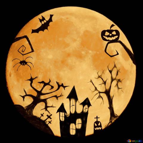 full moon clipart with Halloween imagery