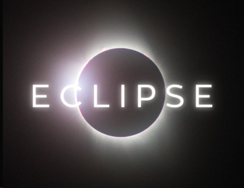 image of a total solar eclipse with the word "eclipse" superimposed over it